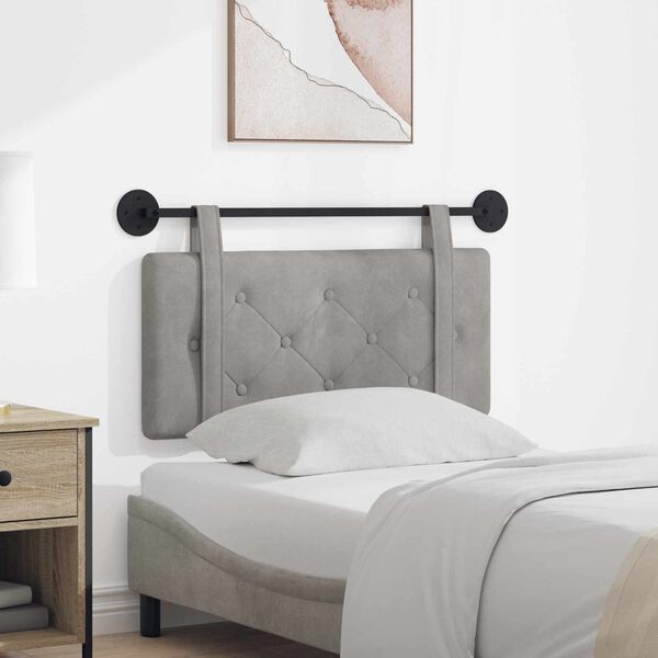 vidaXL Visoki naslon za glavo Svetlo siva 90 x 55 x 5 cm Žamet