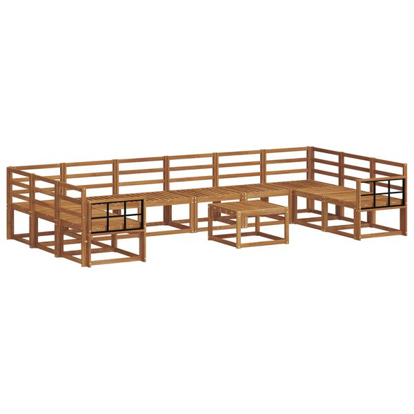 vidaXL Zunanja garnitura za sedenje 11 pcs Naravna Masiven les akacije