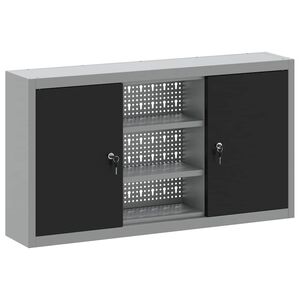 vidaXL Omarica za orodje s polico Črna in siva 100 x 20 x 55 cm