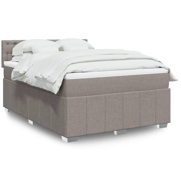 vidaXL Box spring postelja z vzmetnico taupe 140x190 cm blago