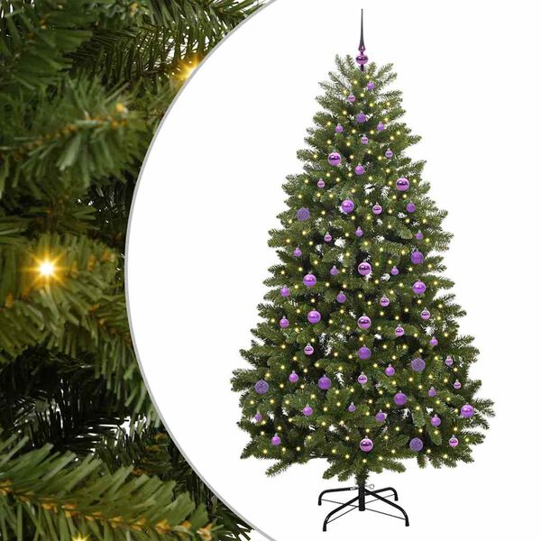 vidaXL Umestno božično drevo med 300 LED Zelena 210 cm PVC in kovina