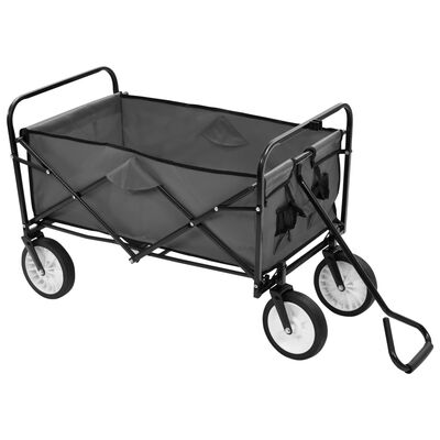 vidaXL Zložljiv ročni voziček jeklen siv