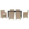 vidaXL Komplet za jedilnico v vrtu 7 pcs Bež poli ratan