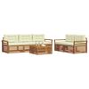 vidaXL Zunanja garnitura za sedenje z blazino 6 pcs Naravna in smetana