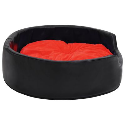 vidaXL Pasja postelja črna in rdeča 99x89x21 cm pliš in umetno usnje