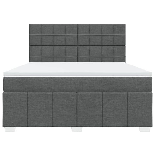 vidaXL Box spring postelja z vzmetnico temno siva 180x200 cm blago