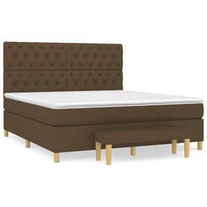 vidaXL Box spring postelja z vzmetnico temno rjava 160x200 cm blago