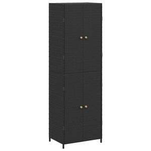 vidaXL Vrtna omara za shranjevanje črna 59x40x180 cm poli ratan