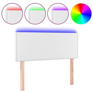 vidaXL LED posteljno vzglavje belo 100x5x78/88 cm umetno usnje