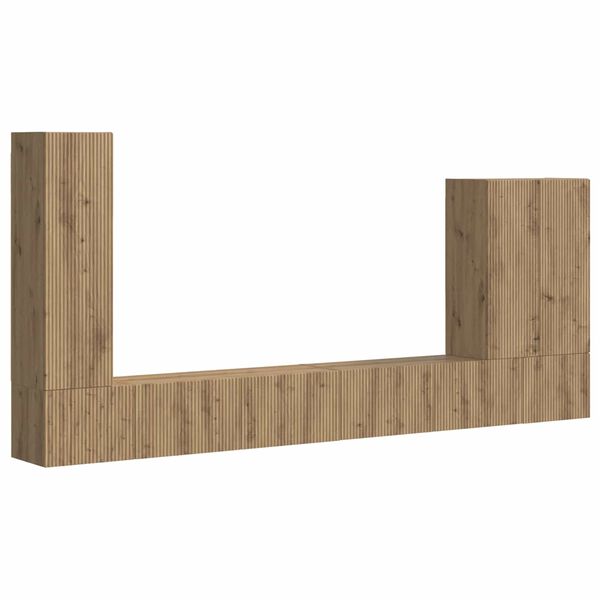 vidaXL Set omare za televizijo na steni 6 pcs Umetni hrast