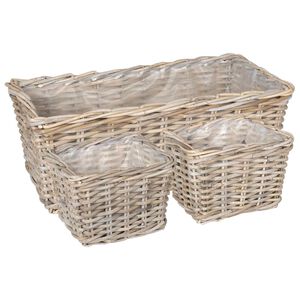 vidaXL Ko&scaron;ara za rastline s shranjevanjem 3 pcs Siva Kubu rattan