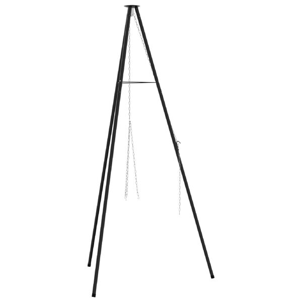 vidaXL Tripod za taborni ogenj Črna 92 x 92 x 151.5 cm Jeklo