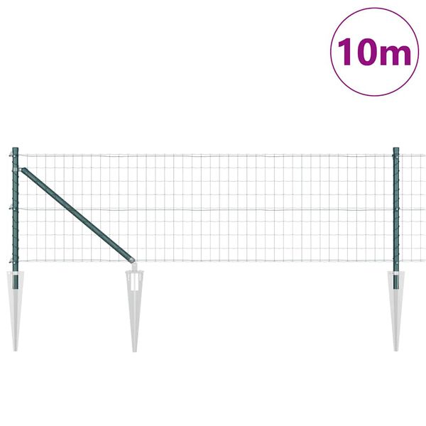 vidaXL Ograja s stebrom Zelena 0,4 x 10 m Jeklo in PVC