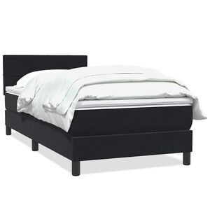 vidaXL Box spring postelja z vzmetnico črna 90x210 cm žamet