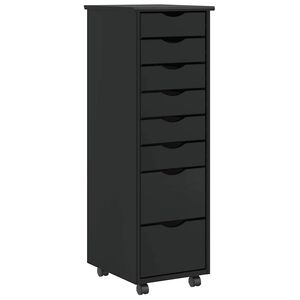 vidaXL Rolling Cabinet s predali MOSS Black Masivni les borovega lesa