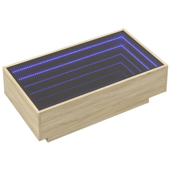 vidaXL Klubska mizica LED sonoma hrast 90x50x30 cm inženirski les