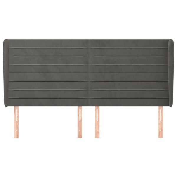 vidaXL Vzglavje z ušesi temno sivo 183x23x118/128 cm žamet