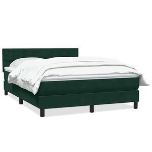 vidaXL Box spring postelja z vzmetnico temno zelena 160x210 cm žamet