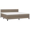 vidaXL Box spring postelja z vzmetnico LED taupe 200x200 cm blago