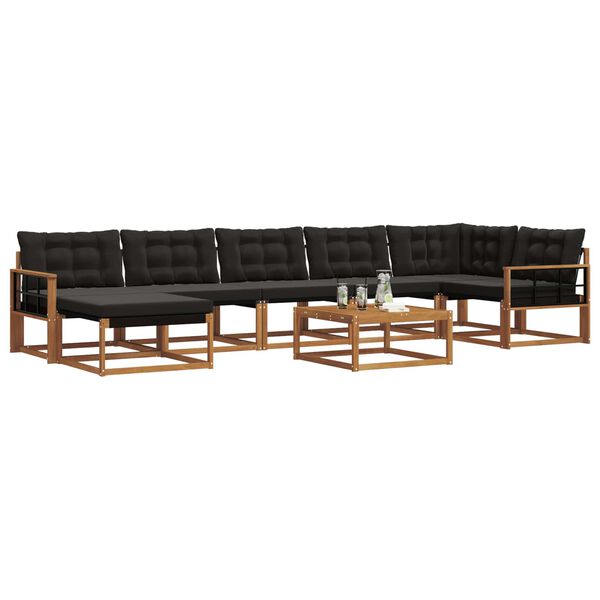 vidaXL Zunanja garnitura za sedenje z blazino 22 pcs Naravna in črna