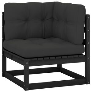 vidaXL Vrtni kotni kavč z antracitnimi blazinami trdna borovina
