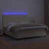 vidaXL Box spring postelja z vzmetnico LED krem 180x200cm umetno usnje