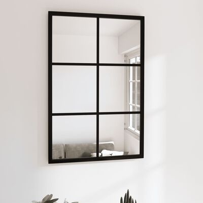 vidaXL Stensko ogledalo črno 60x40 cm kovinsko