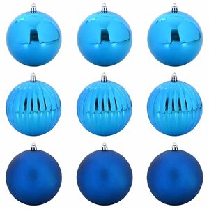 vidaXL Set božičnih kroglic XL 9 kos Modra &Oslash; 15 cm Plastika