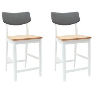 vidaXL Jedilni stoli 2 kos Masivno gumovo les Bela 48 x 49 x 95 cm