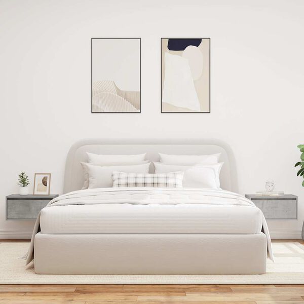 vidaXL Stenska nočna omarica z LED lučkami 2 kosa betonsko siva