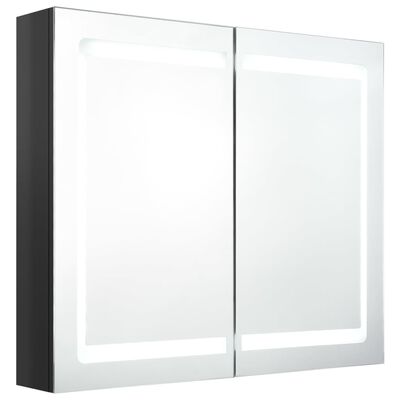vidaXL LED kopalniška omarica z ogledalom sijoče črna 80x12x68 cm