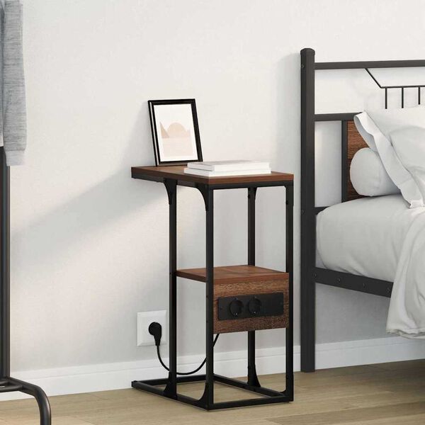 vidaXL Nočna omarica Rjavi hrast 41.5 x 26 x 60.5 cm Konstruiran les