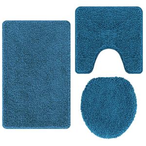 vidaXL Set protidrsnih kopalnih preprog 3 kos Modra 50 x 80 cm PP
