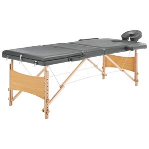 vidaXL Masažna miza s 3 conami lesen okvir antracit 186x68 cm