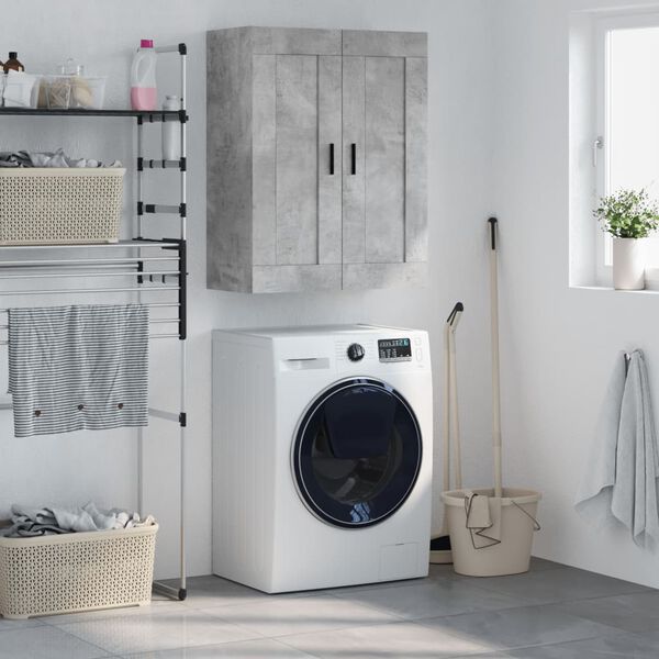 vidaXL Stenska omarica betonsko siva 69,5x34x90 cm inženirski les