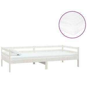 vidaXL Dnevna postelja z vzmetnico 90x200 cm bela trdna borovina