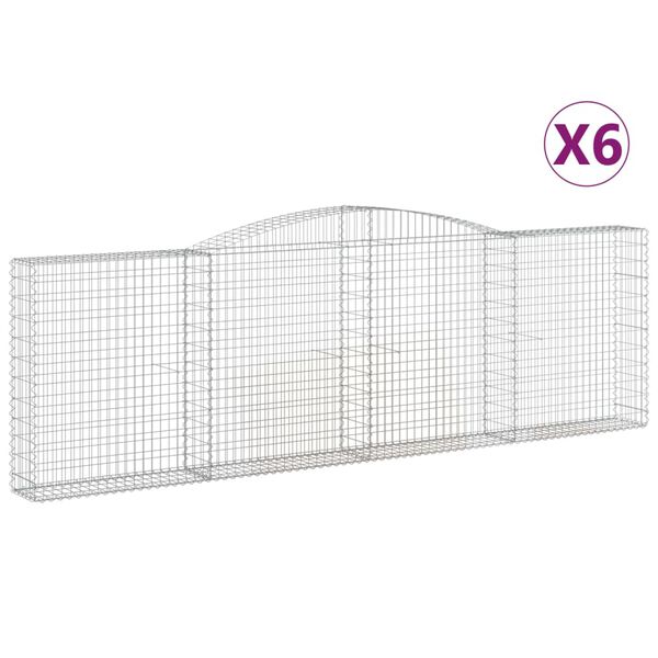 vidaXL Obokane gabion košare 6 kosov 400x30x120/140cm pocinkano železo
