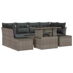 vidaXL Vrtna sedežna garnitura z blazino 7 pcs Siva