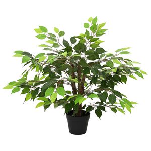 vidaXL Umetna rastlina fikus Zelena 73 x 16 x 60 cm Tkanina in les