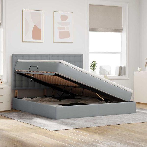 vidaXL Postelja z dodatnim prostorom za shranjevanje in LED osvetlitvijo