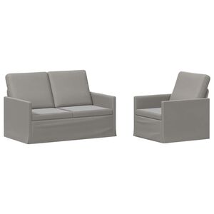 vidaXL Kavčna garnitura 2 pcs Svetlo siva Žamet