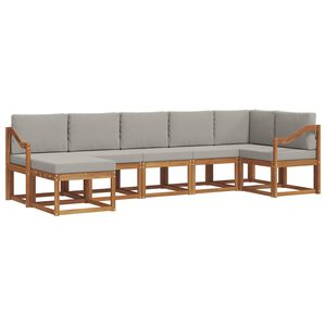 vidaXL Zunanja garnitura za sedenje 7 pcs Naravna in svetlo siva