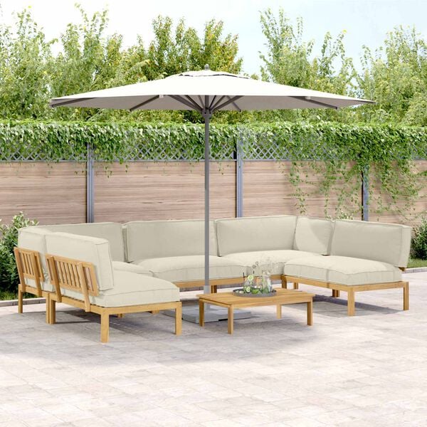 vidaXL Kavčna garnitura z blazino 6 pcs krema Masiven les akacije