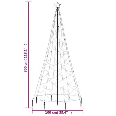vidaXL Novoletna jelka s kovinskim stebrom 500 LED lučk toplo bela 3 m