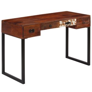 vidaXL Pisalna miza iz palisandra in pravega usnja 117x50x76 cm