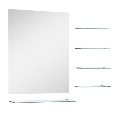 vidaXL Stensko ogledalo s 5 policami srebrno 50x60 cm