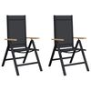 vidaXL Ležeči vrtni stoli 2 pcs Črna 58 x 73 x 111,5 cm Tekstil