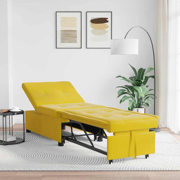 vidaXL Sofa postelja Rumena 194 x 67 x 82 cm Žamet