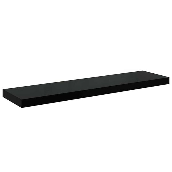 vidaXL Stenska polica visok sijaj črna 90x23,5x3,8 cm MDF