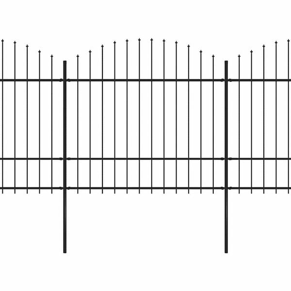vidaXL Vrtna ograja s suličastim vrhom jeklo 1070x175 cm črna